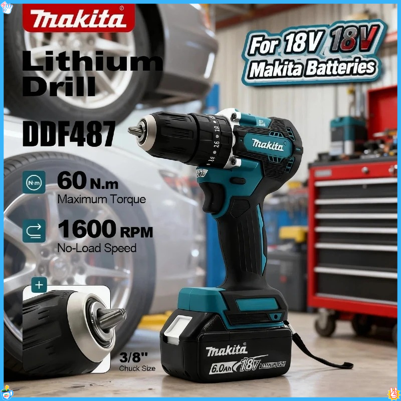 Power Drill Cordless - Makita DDF487 18V Electric Drill Cordless