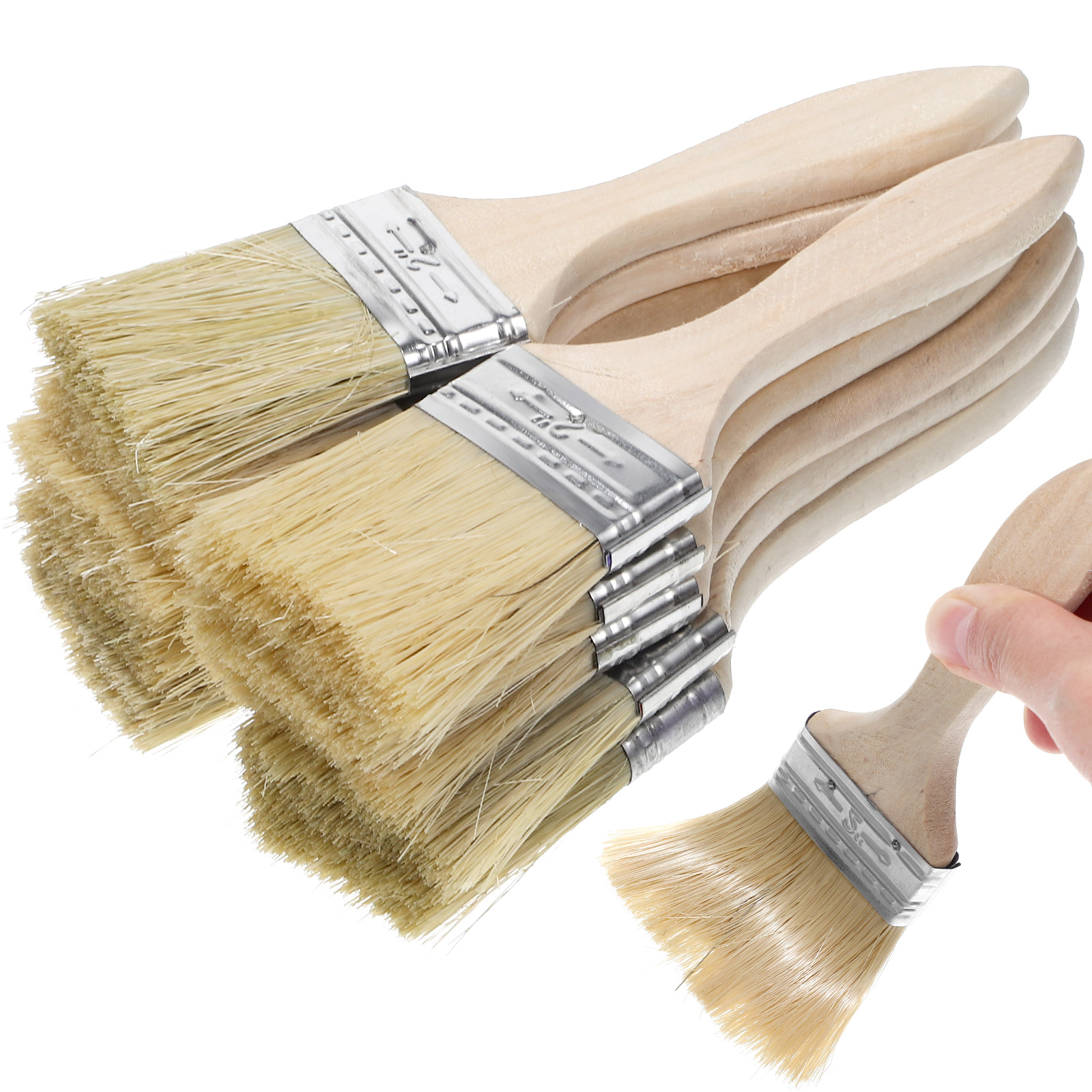 Wood Stain Brush - 10 Pcs Set Thickened Wooden Handle