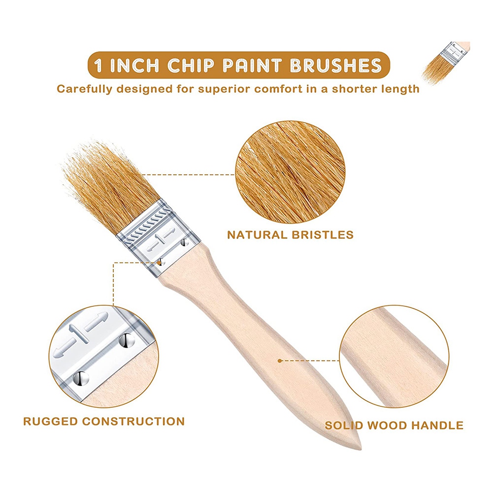 Wood Stain Brush - A98E-100Pcs 1 Inch Chip Paint Brushes