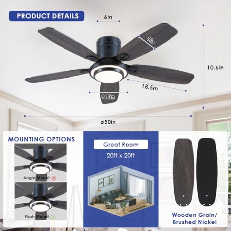 Low Profile Ceiling Fans with  - Ceiling Fan Mount 리뷰 및 가격