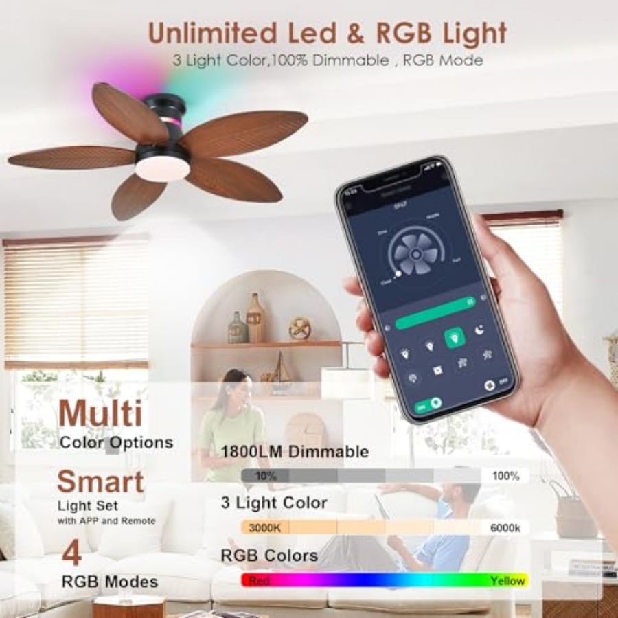 Tropical Palm Leaf RGB Ceiling - Ceiling Fan Mount 리뷰 및 가격